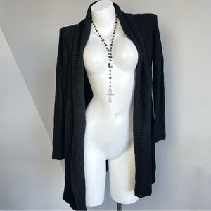 Black Oversized Long Knit Cardigan